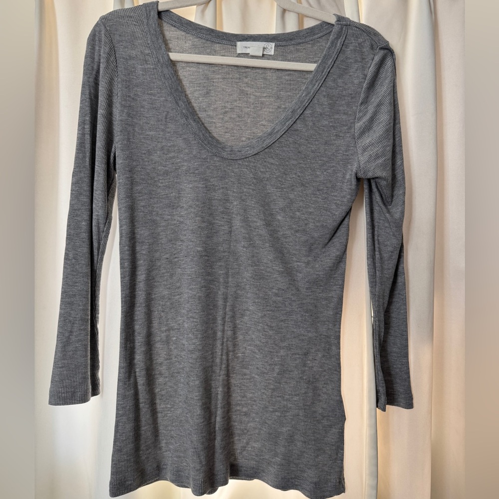 Treasure & Bond Charcoal Long Sleeve Top